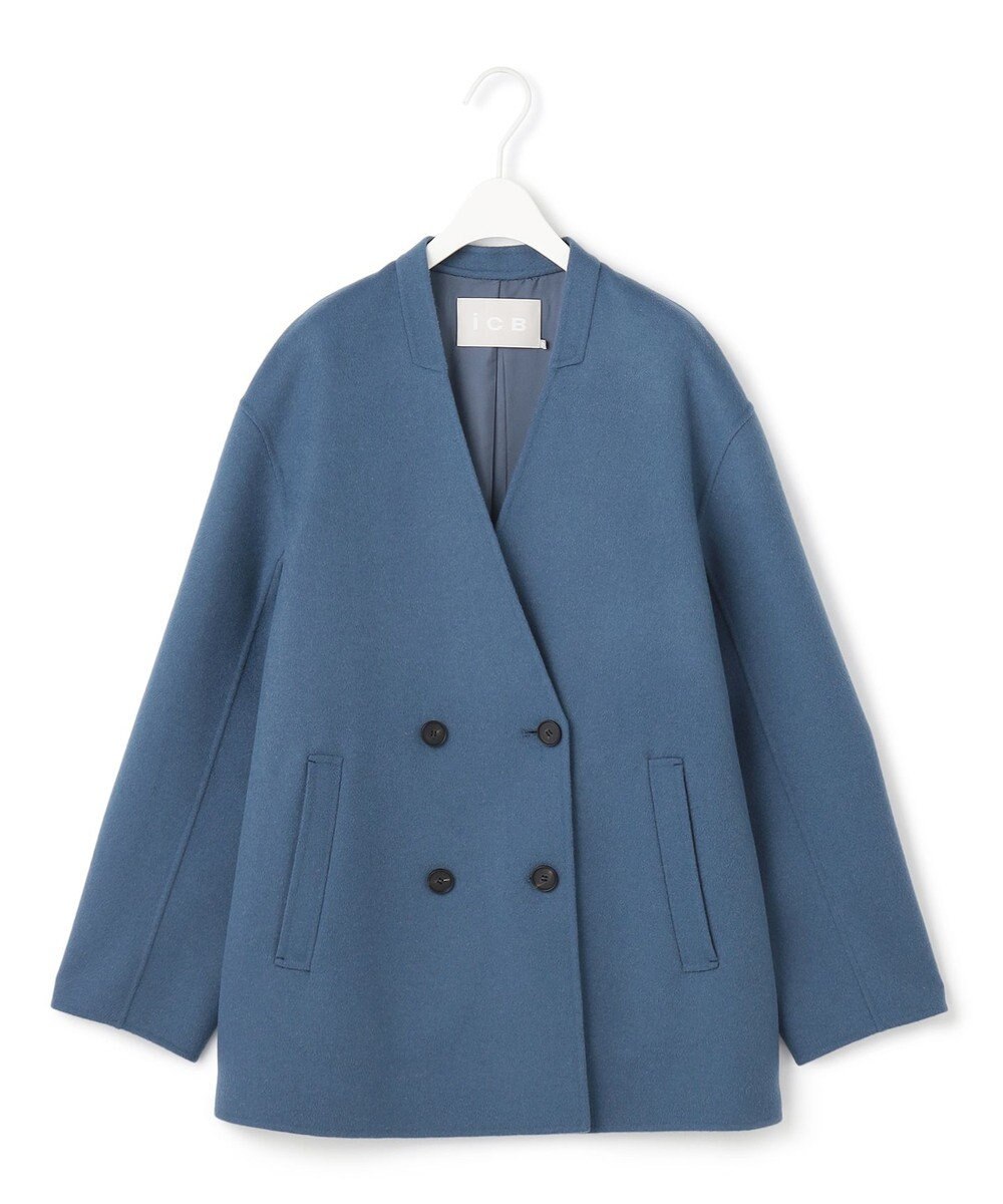 ICB WoolRever ノーカラーショートコート 