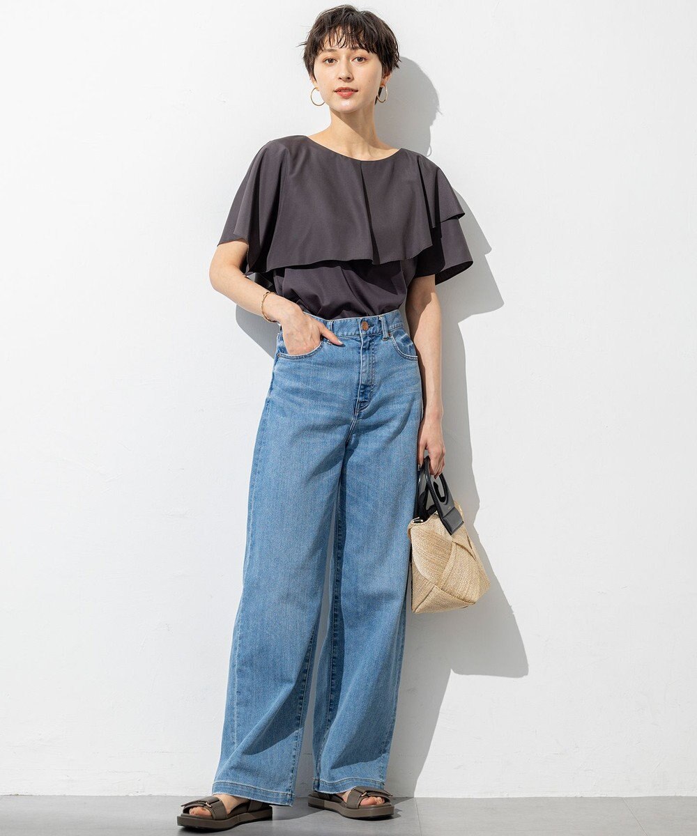 23区 【接触冷感】23区DENIM サマー ストレート ワイド パンツ 