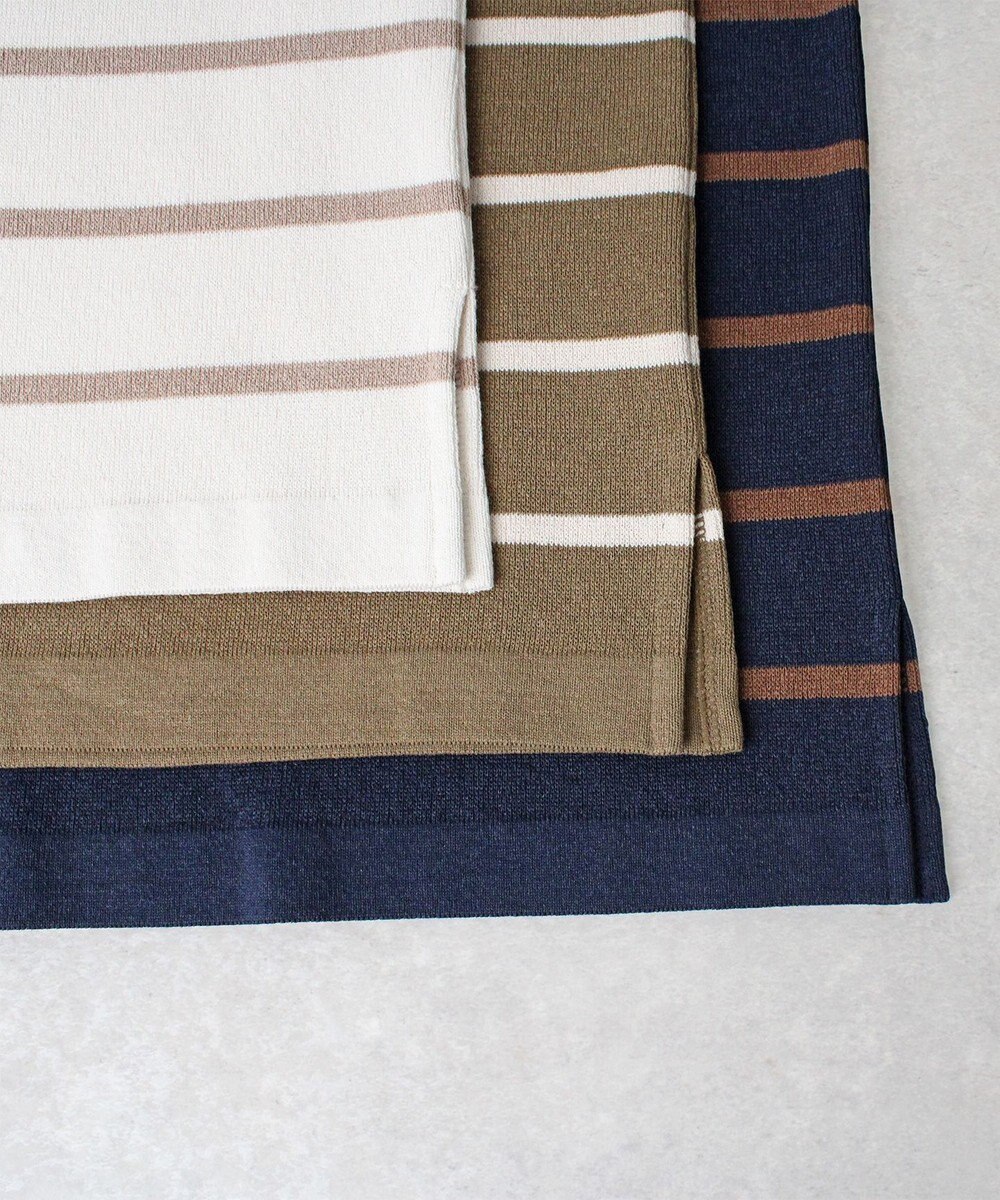 WHITE MAILS 【UNISEX】PAPER YARN BORDER KINT PULLOVER T-シャツ 