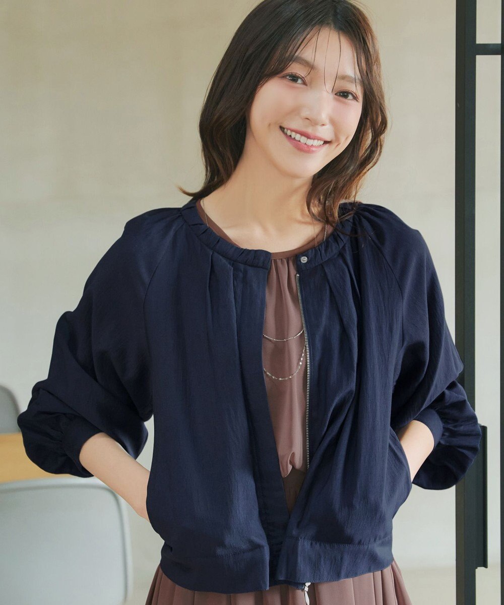 Tiaclasse L 麻調襟ギャザーシアーブルゾン 