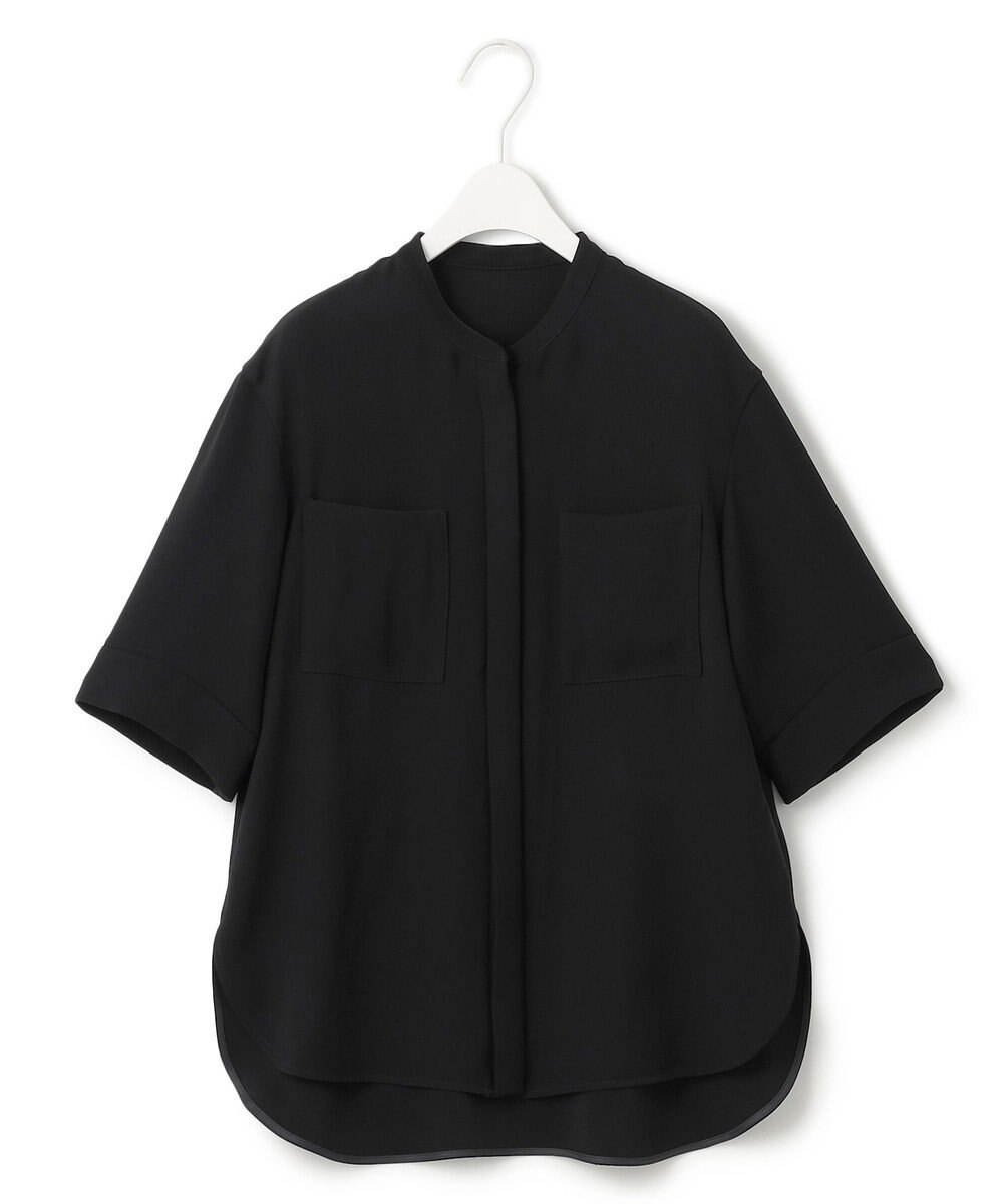 ICB 【UVカット・防シワ・洗える】ライトダブルクロス バンドカラーブラウス 