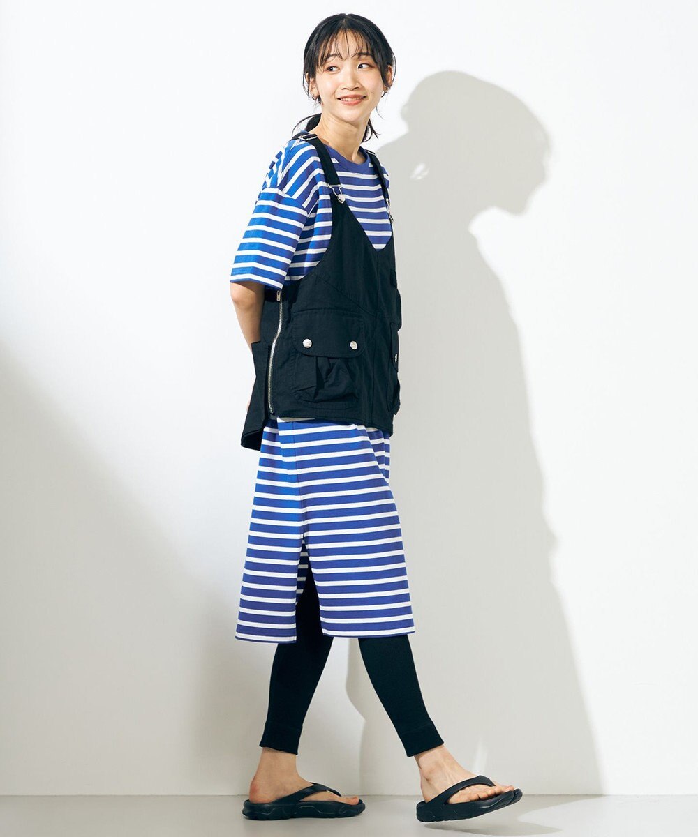 SHARE PARK LADIES 【UVカット】ボーダーロゴ半袖カットワンピース 