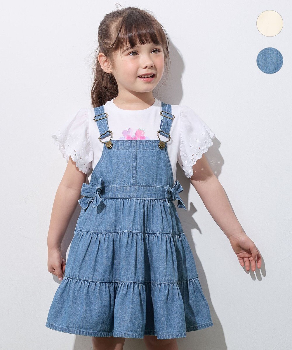 ANY KIDS ティアード デニムジャンパースカート 