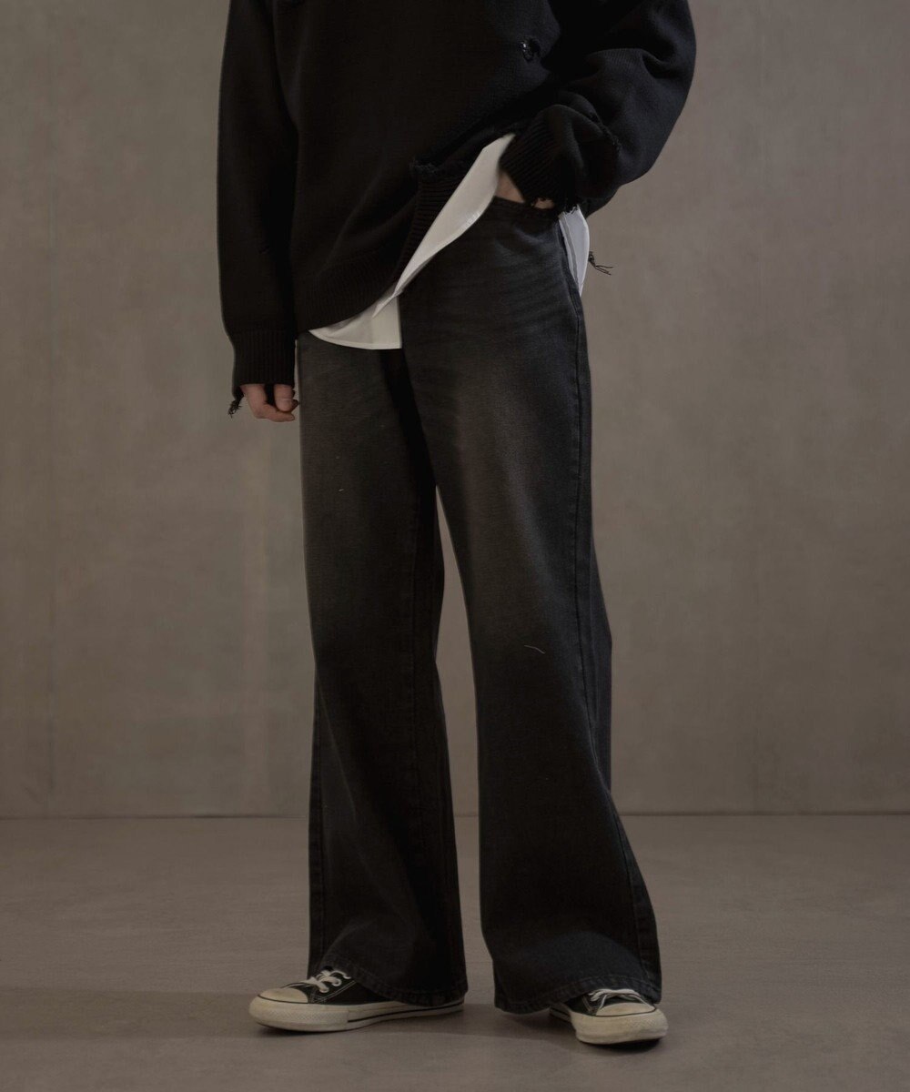 WEGO ボタンフライローライズフレアデニム 