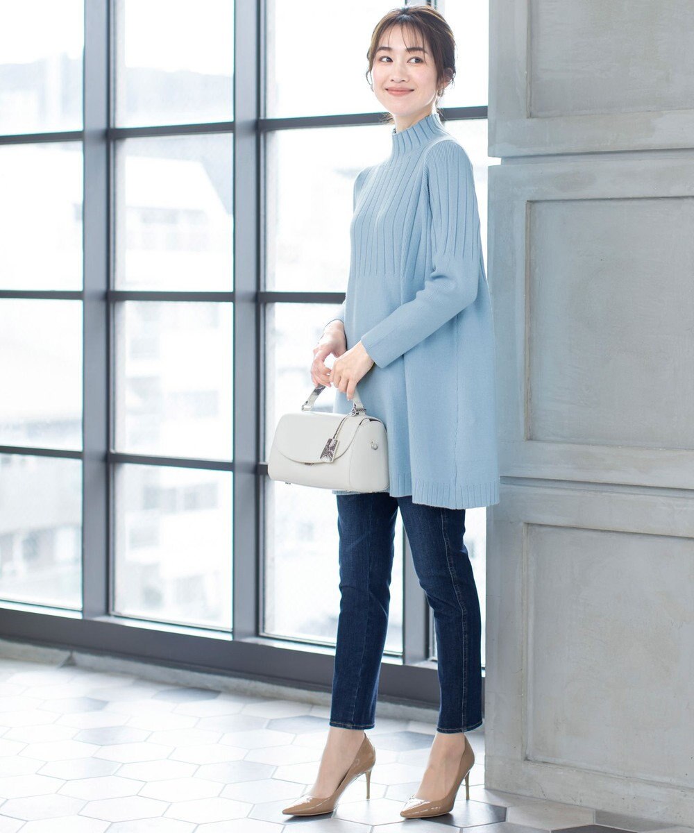 Tiaclasse L 【洗える】もっちり柔らかいハーフリブニットチュニック 