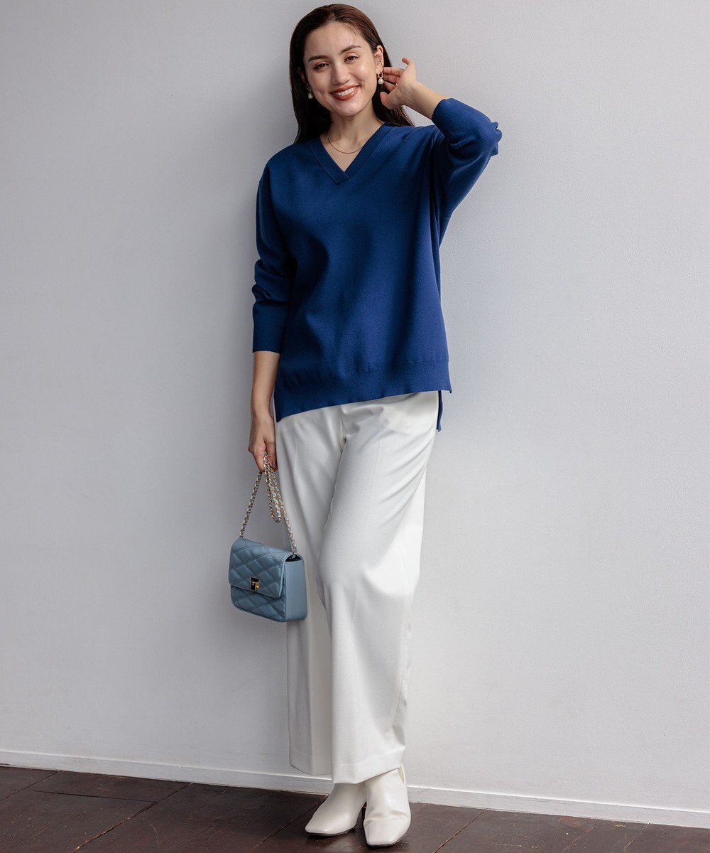 23区 L 【Lサイズ限定】ヴィスコースストレッチ Ｖネック ニット 