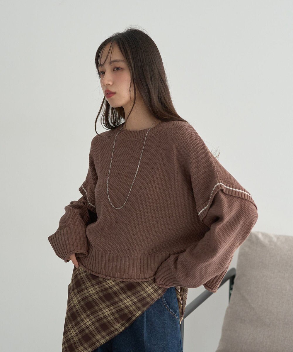 earth music&ecology 【洗濯機洗い可 / 選べる丈】アンチピリングC/A選べる丈配色ニット 