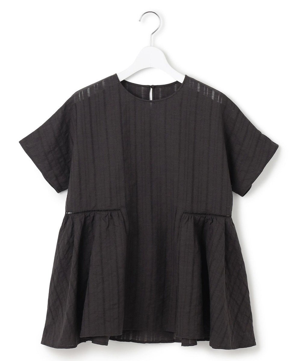 23区 L 【洗える】カラミ ストライプ ペプラム ブラウス 