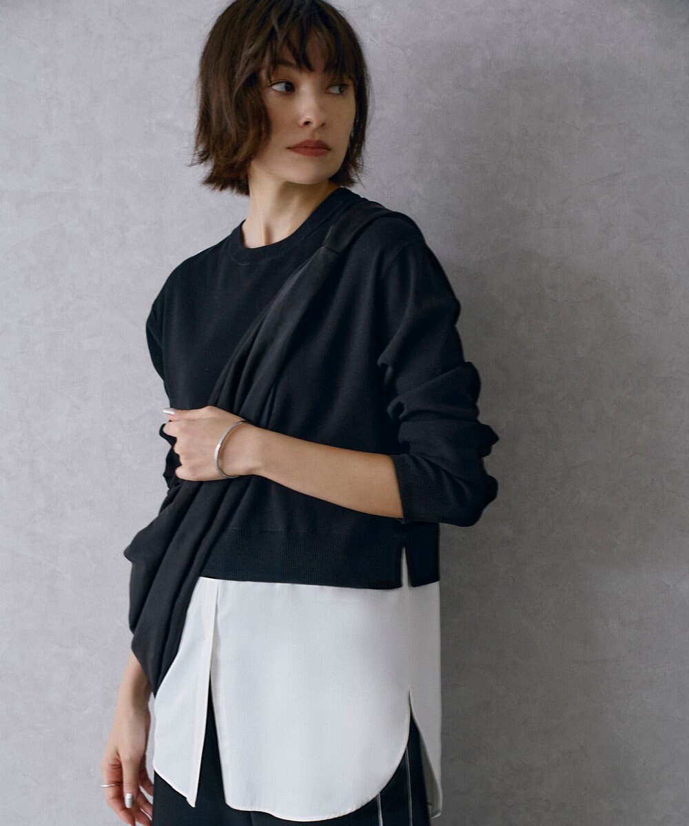 ICB L 【WEB&一部店舗限定カラーあり】クロスコンビ ニットプルオーバー 