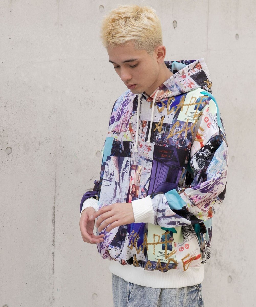 WEGO 総柄BIGプルパーカー 