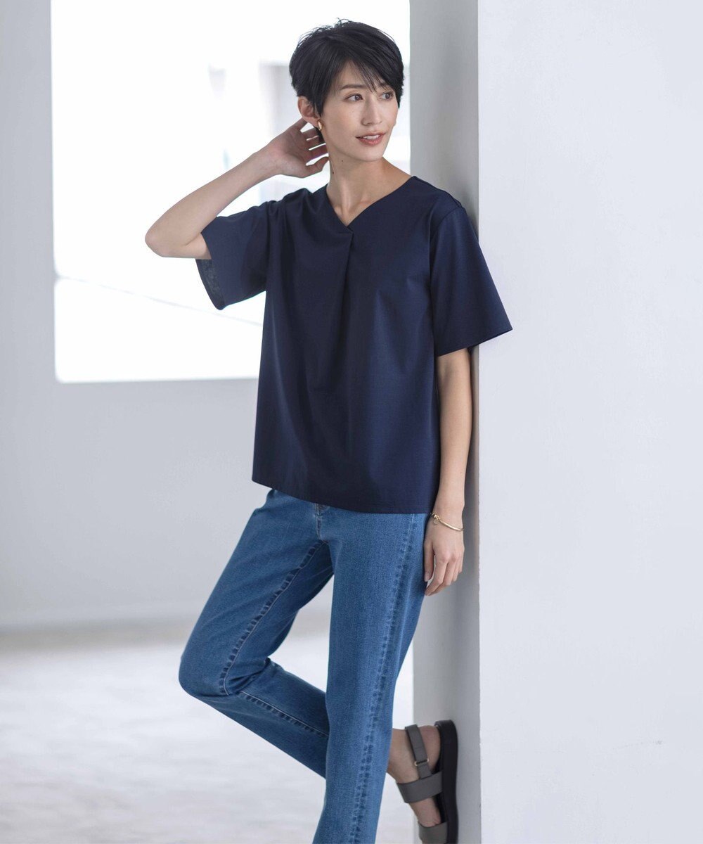 J.PRESS LADIES 【洗える】BASIC STRETCH DENIM ストレート パンツ 
