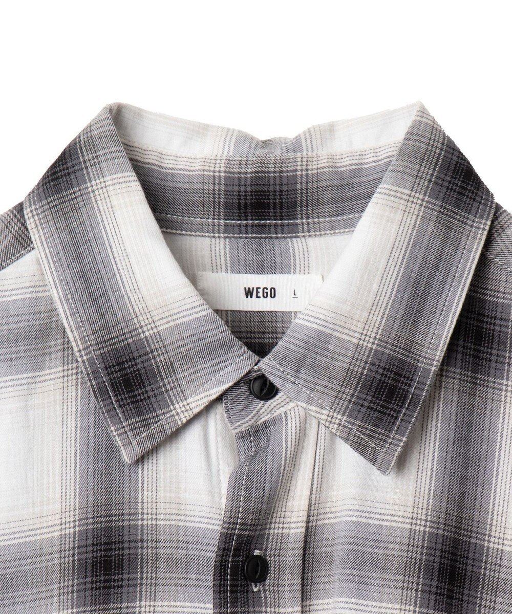 WEGO オンブレチェックグラフィックシャツ（LS） 