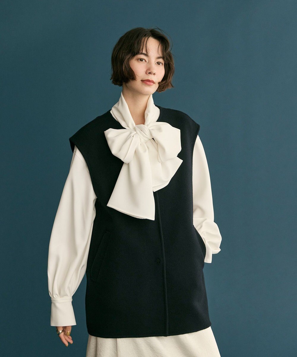 #Newans 【洗濯機可】ビックリボンパウダリーブラウス 