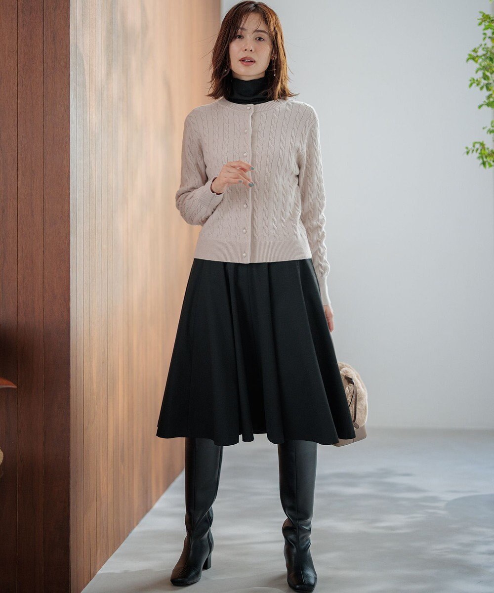 組曲 【前後着用可】コットンカシミヤ混2WAYケーブル ニット 