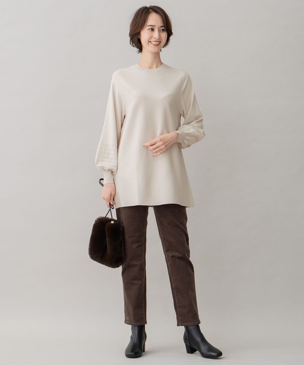 自由区 【洗える】リブレスコール ストレートパンツ 