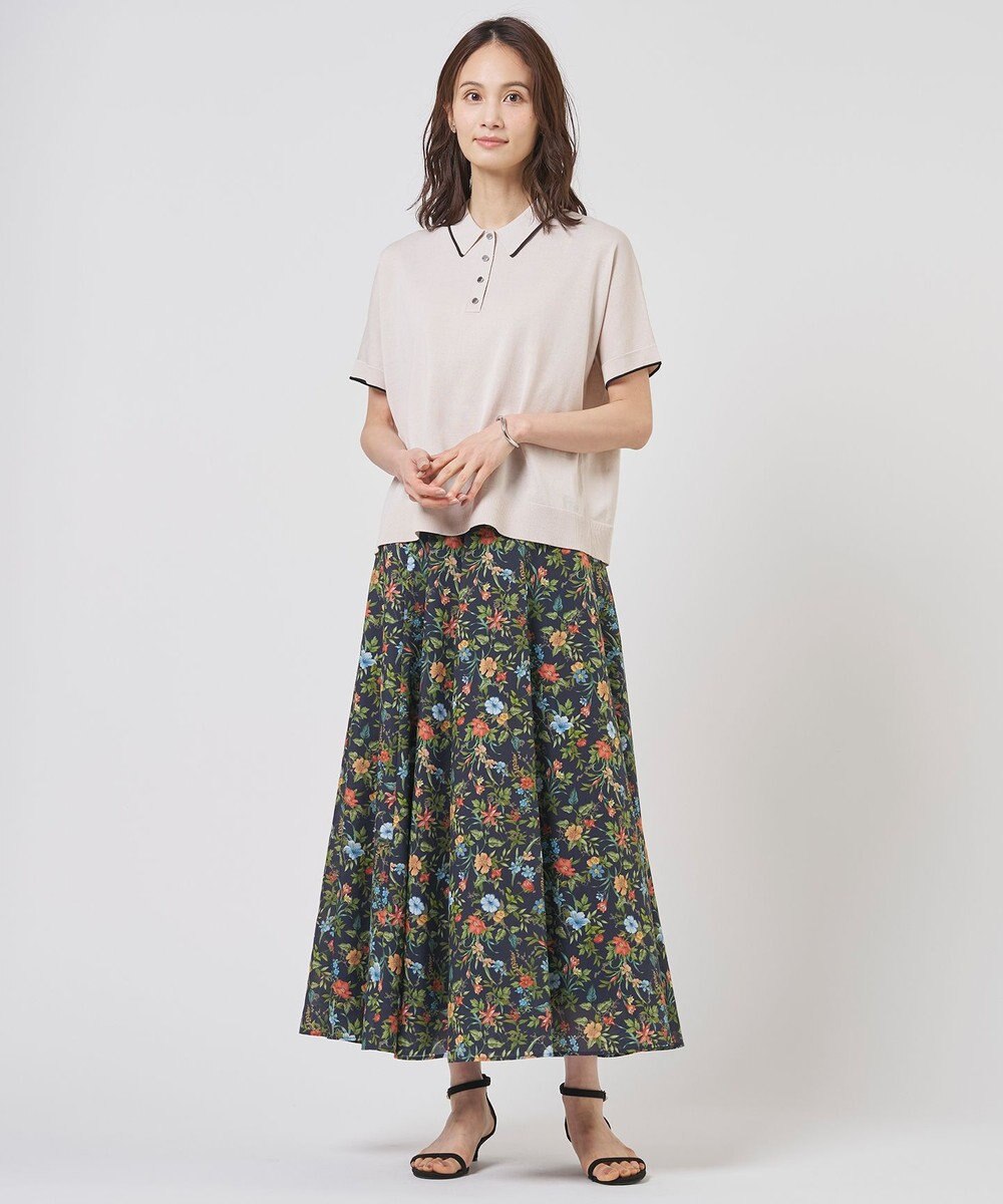 J.PRESS LADIES S スパンボタニカル プリント ロング フレア スカート 