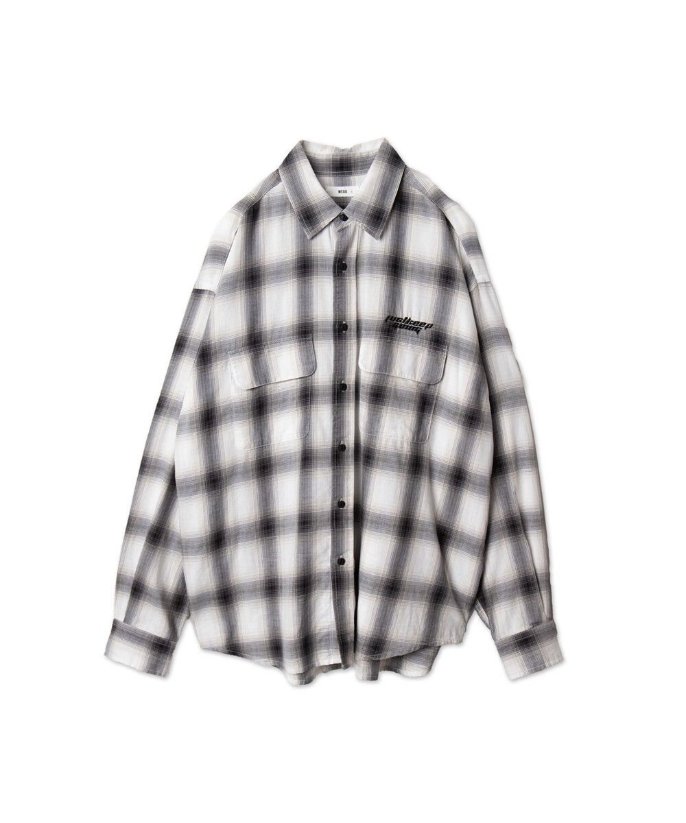 WEGO オンブレチェックグラフィックシャツ（LS） 