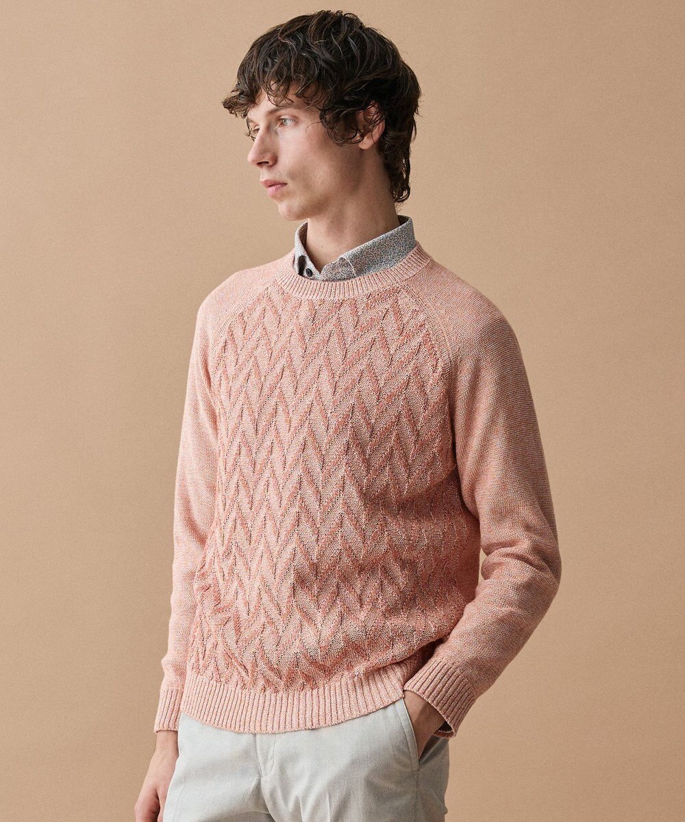 JOSEPH ABBOUD 【綿100％・ジャージー素材・ストレッチ】コンパクトジャージープリントシャツ 