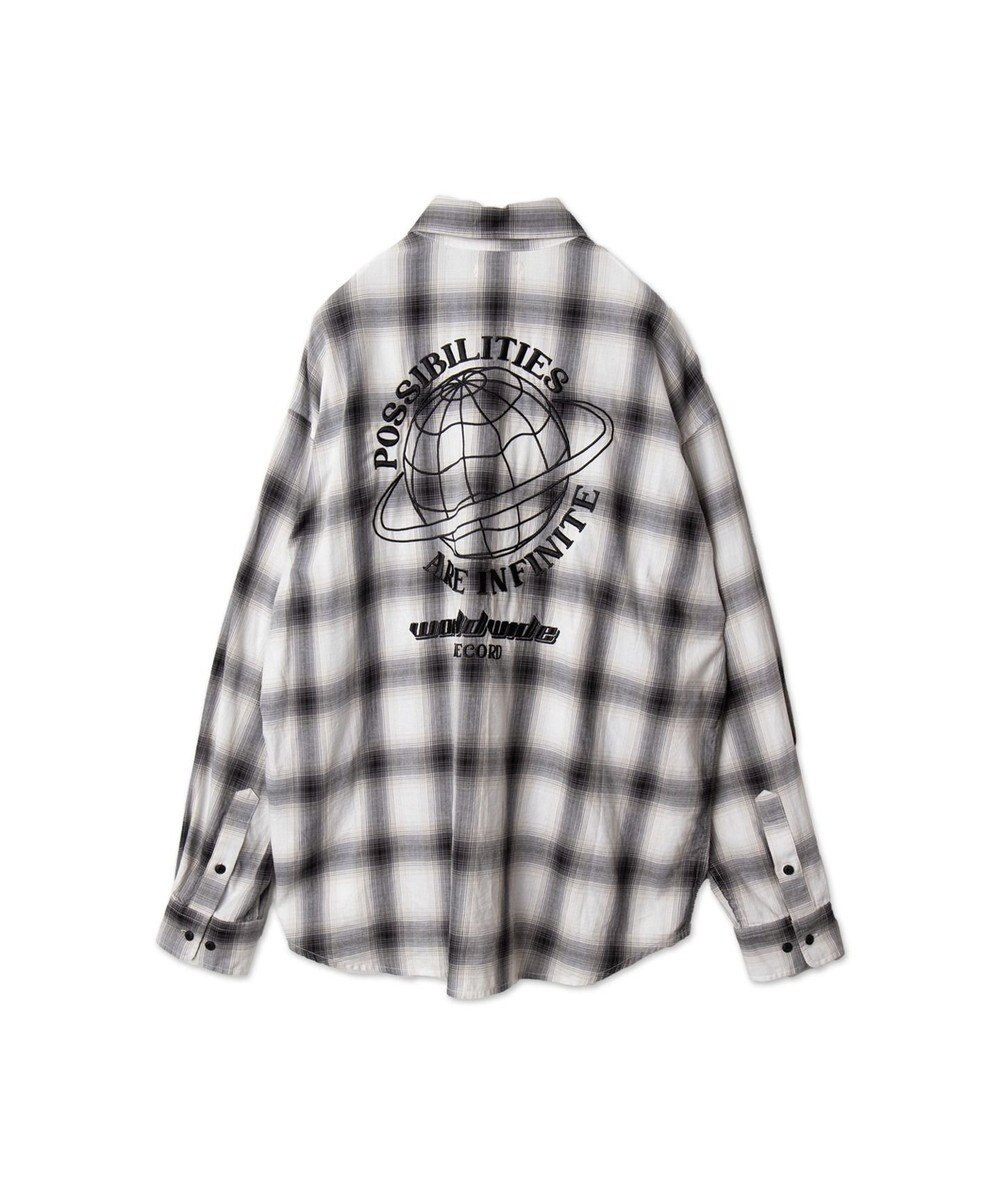 WEGO オンブレチェックグラフィックシャツ（LS） 