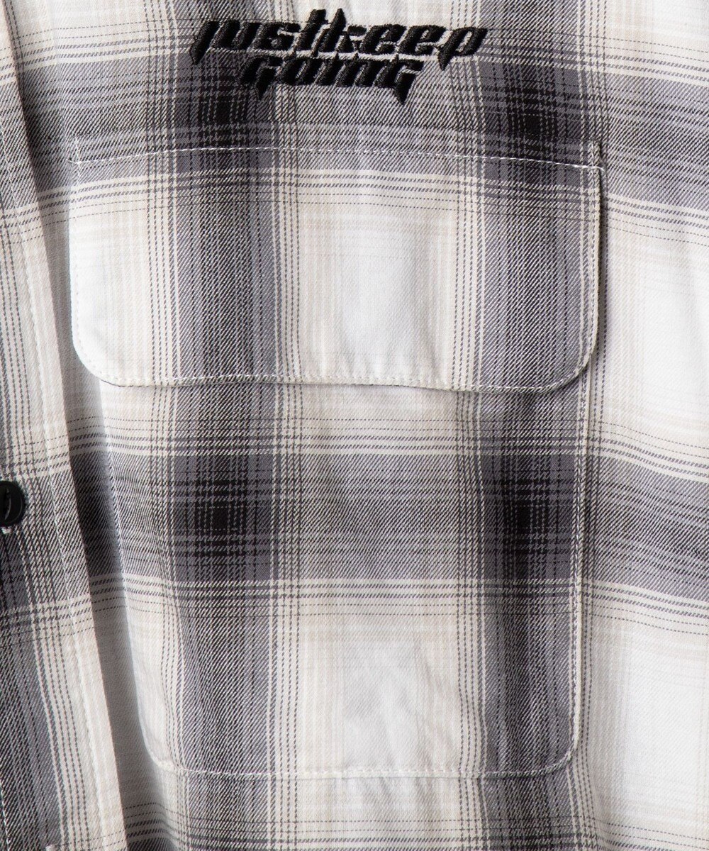 WEGO オンブレチェックグラフィックシャツ（LS） 