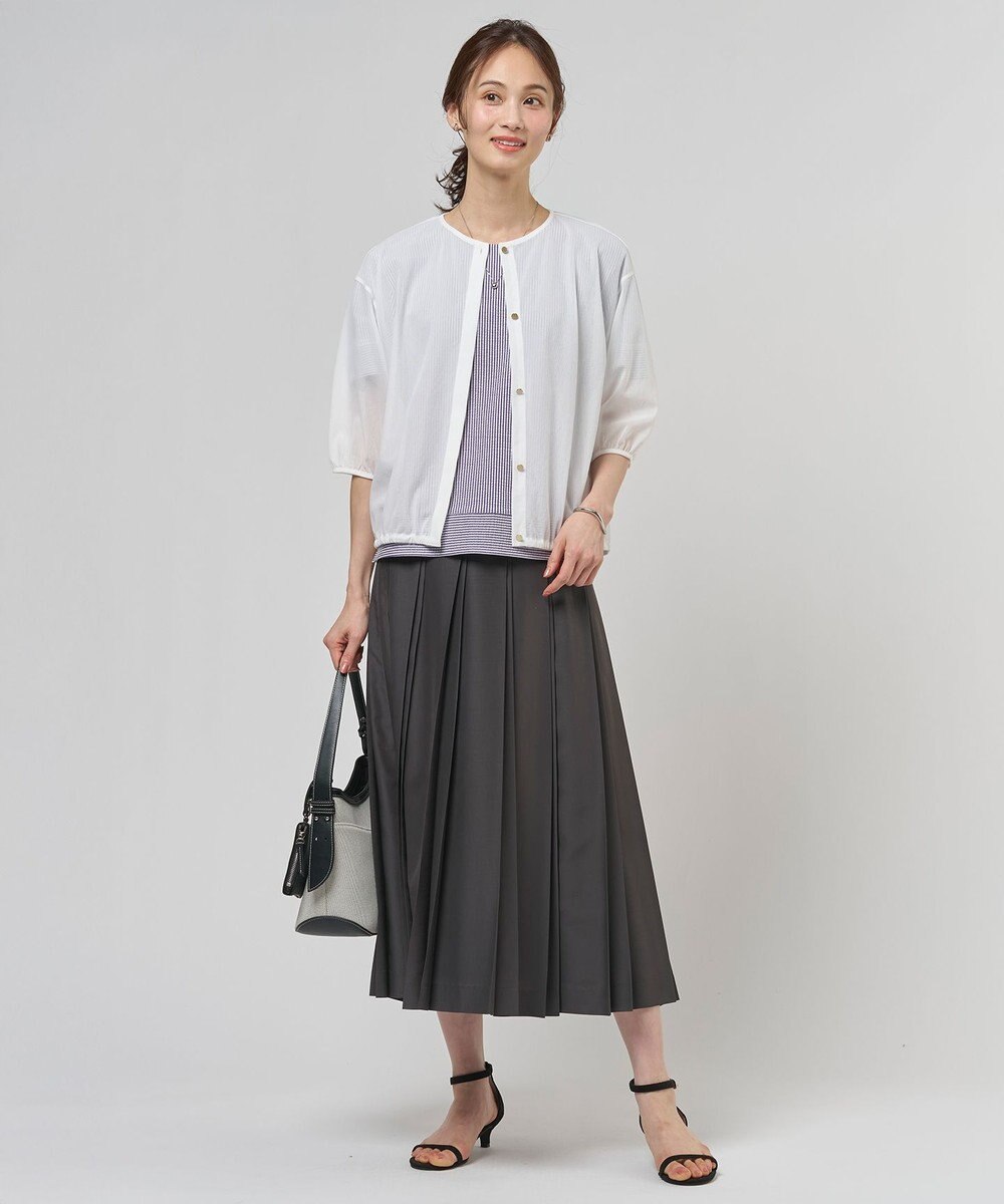 J.PRESS LADIES L エアリースパンボイル プリーツ スカート 