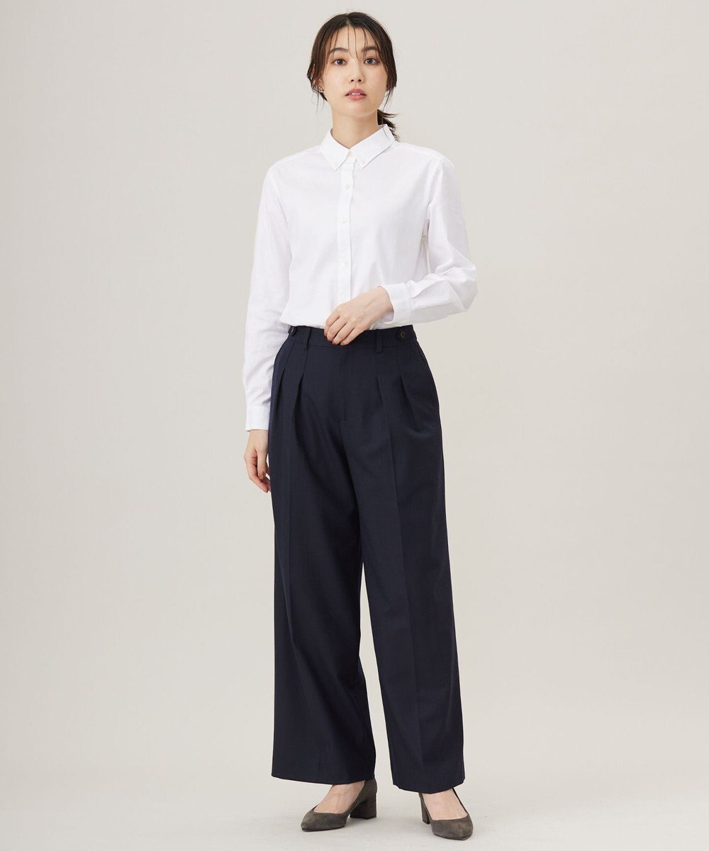 J.PRESS LADIES 【洗える】ANASTASIA milled ツータック ワイド パンツ 