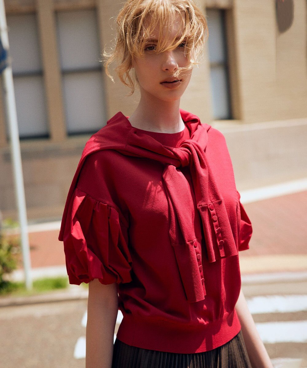 組曲 ストレッチクリアパフ袖 ニット 