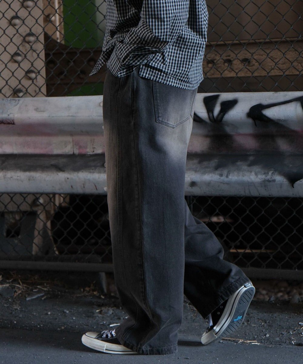 WEGO 【SMLサイズ展開】イージー3Dバレルレッグデニムパンツ 