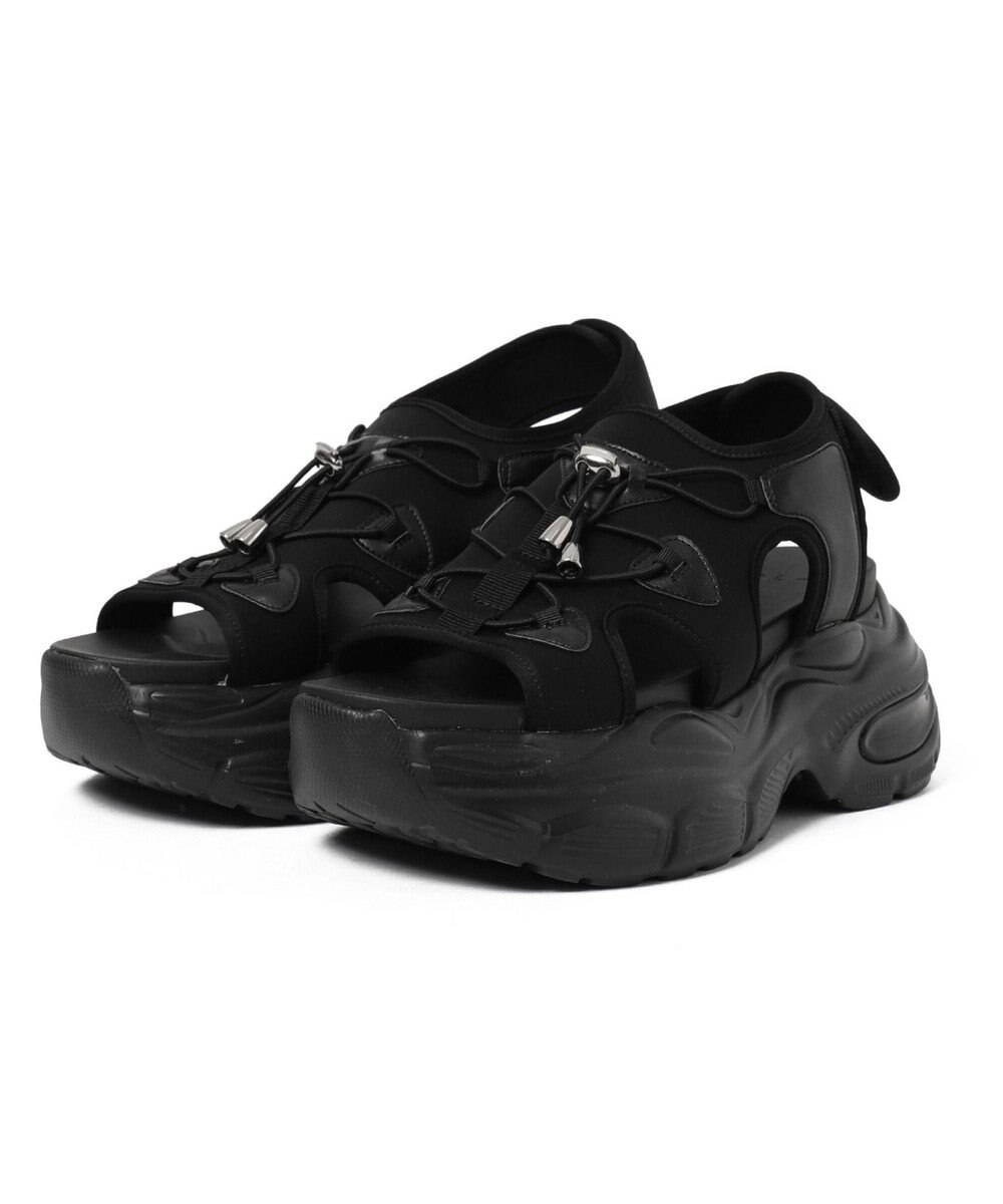 WEGO 【SMLXLサイズ展開】クリアライトソールレースアップサンダル 