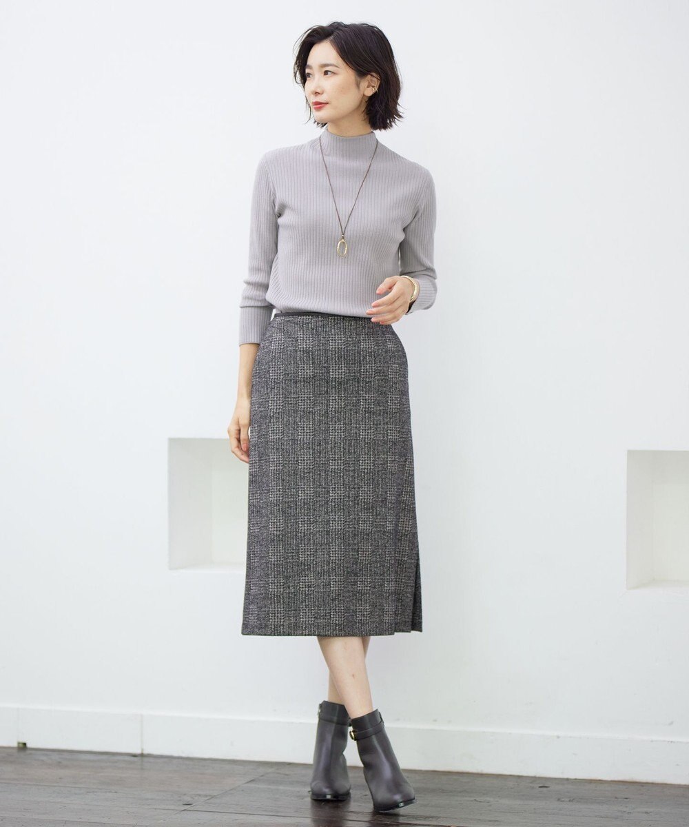 J.PRESS LADIES 針抜きフライス ボトルネック リブ カットソー 