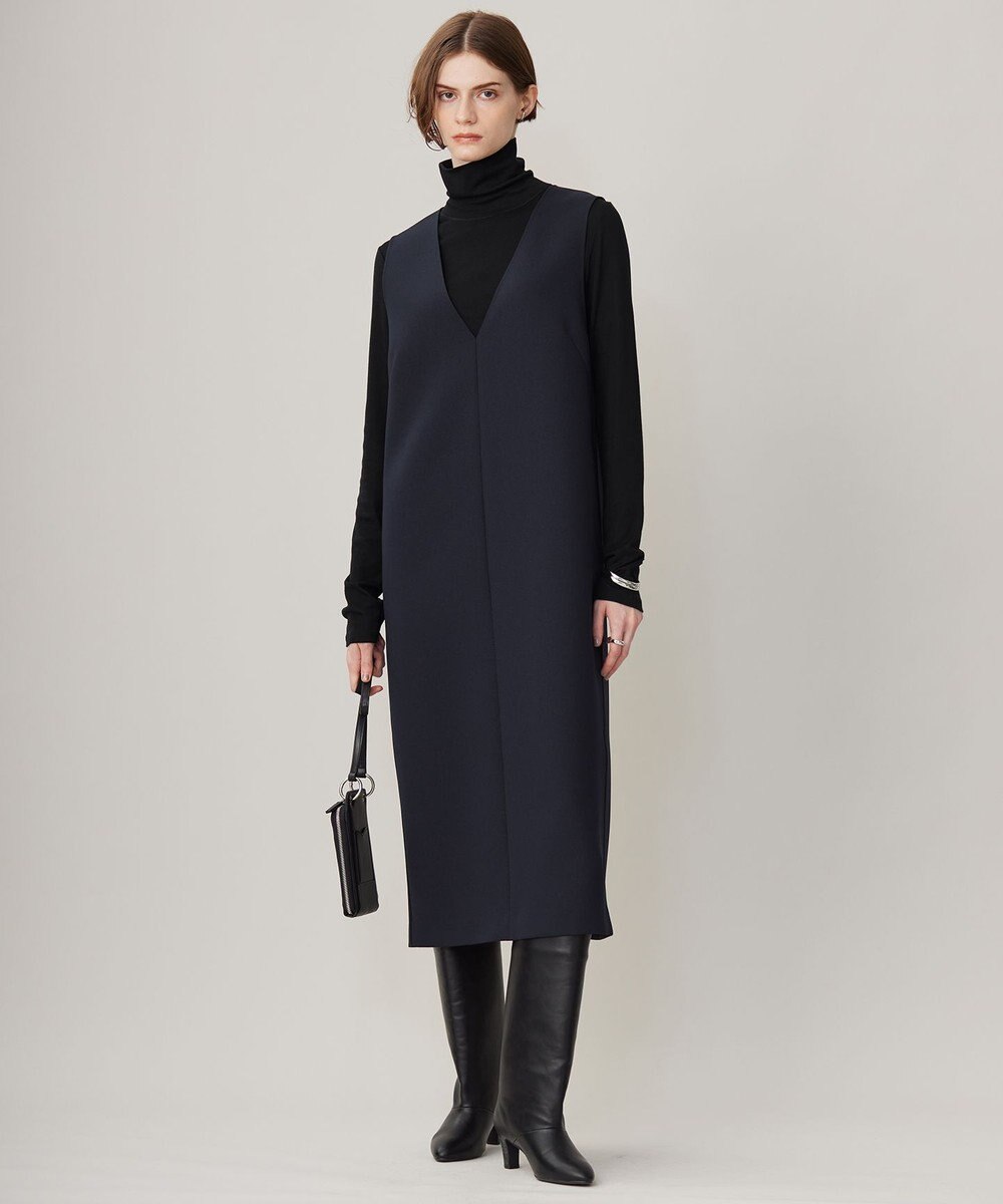 ICB L 【洗える】 ダブルフェイスクレープ ジャンパースカート 