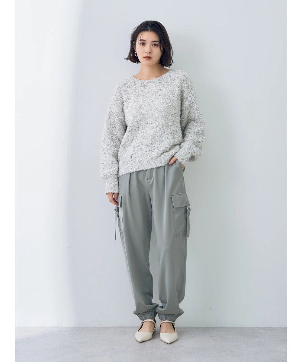 YECCA VECCA レースアップリボンヤーンニット 