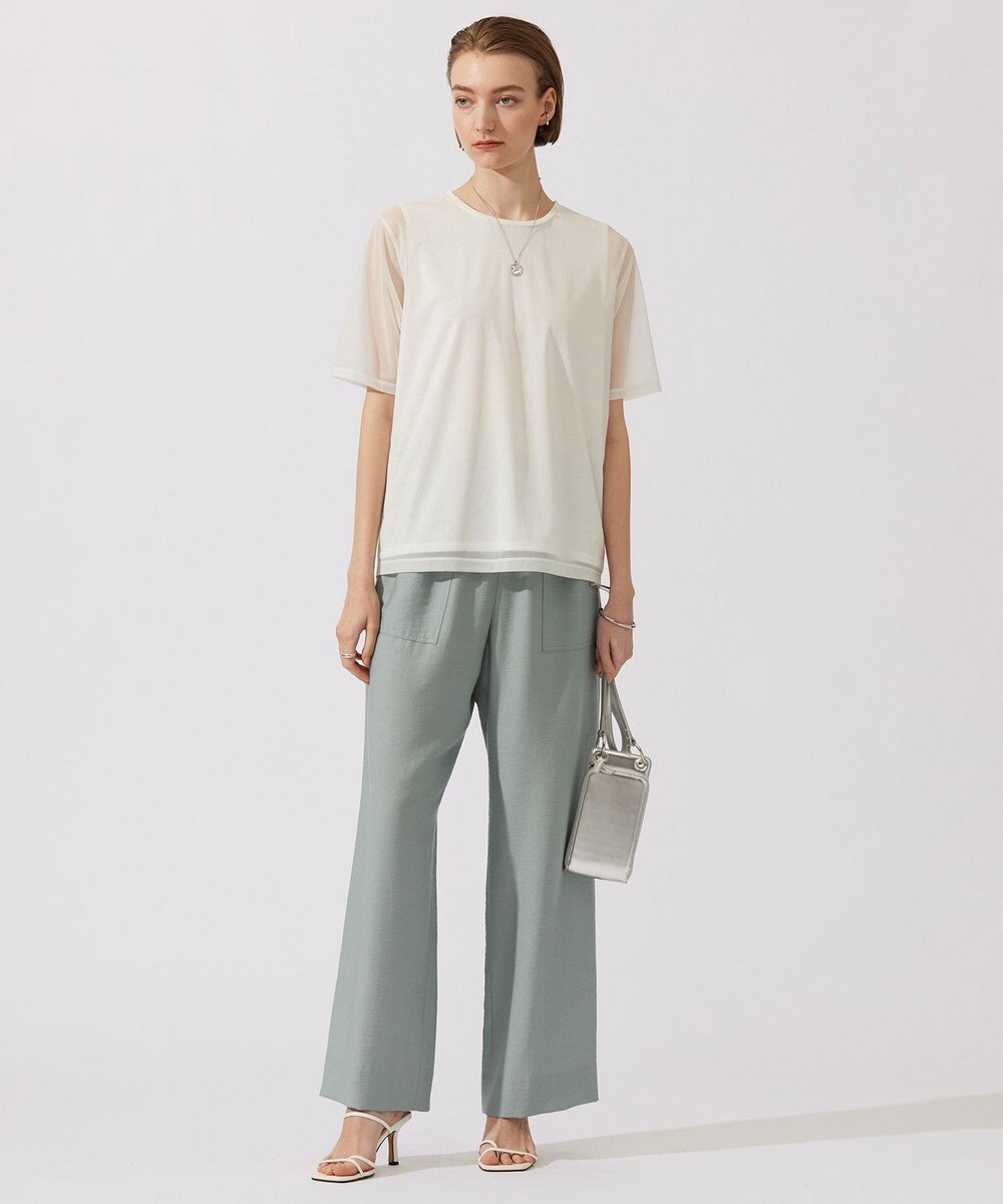 ICB 【洗える】ワッシャーツイル ワイドストレートパンツ 