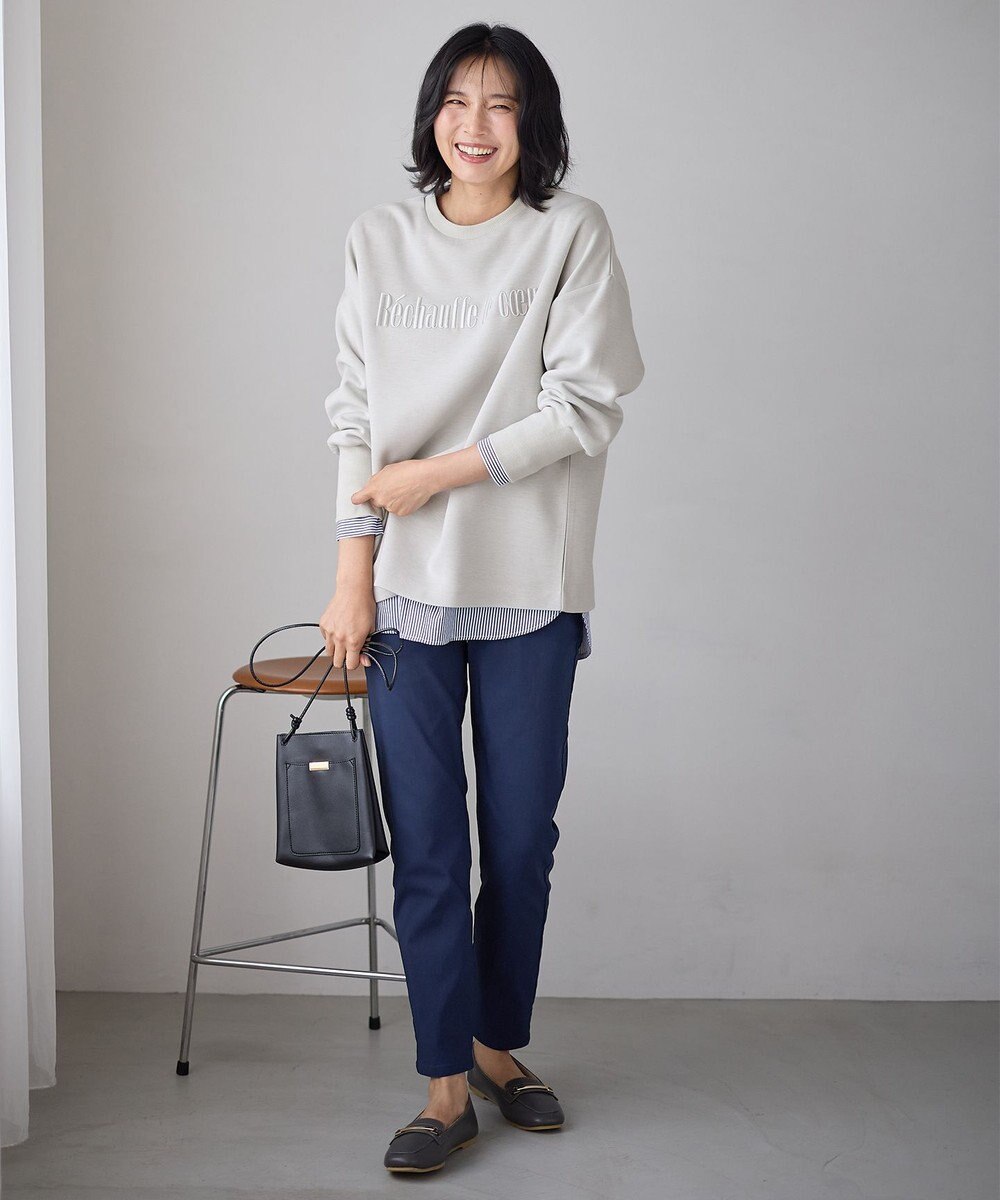 ANY L 【洗濯機可】エンブロイダリーロゴダンボールプルオーバー 