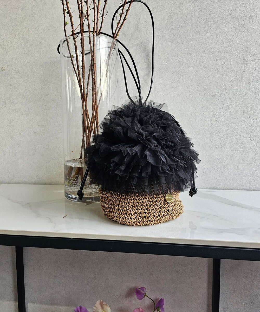 style code 【MERCURYDUO/マーキュリーデュオ】チュールフリル 雑材バケツ型ショルダーバッグ 