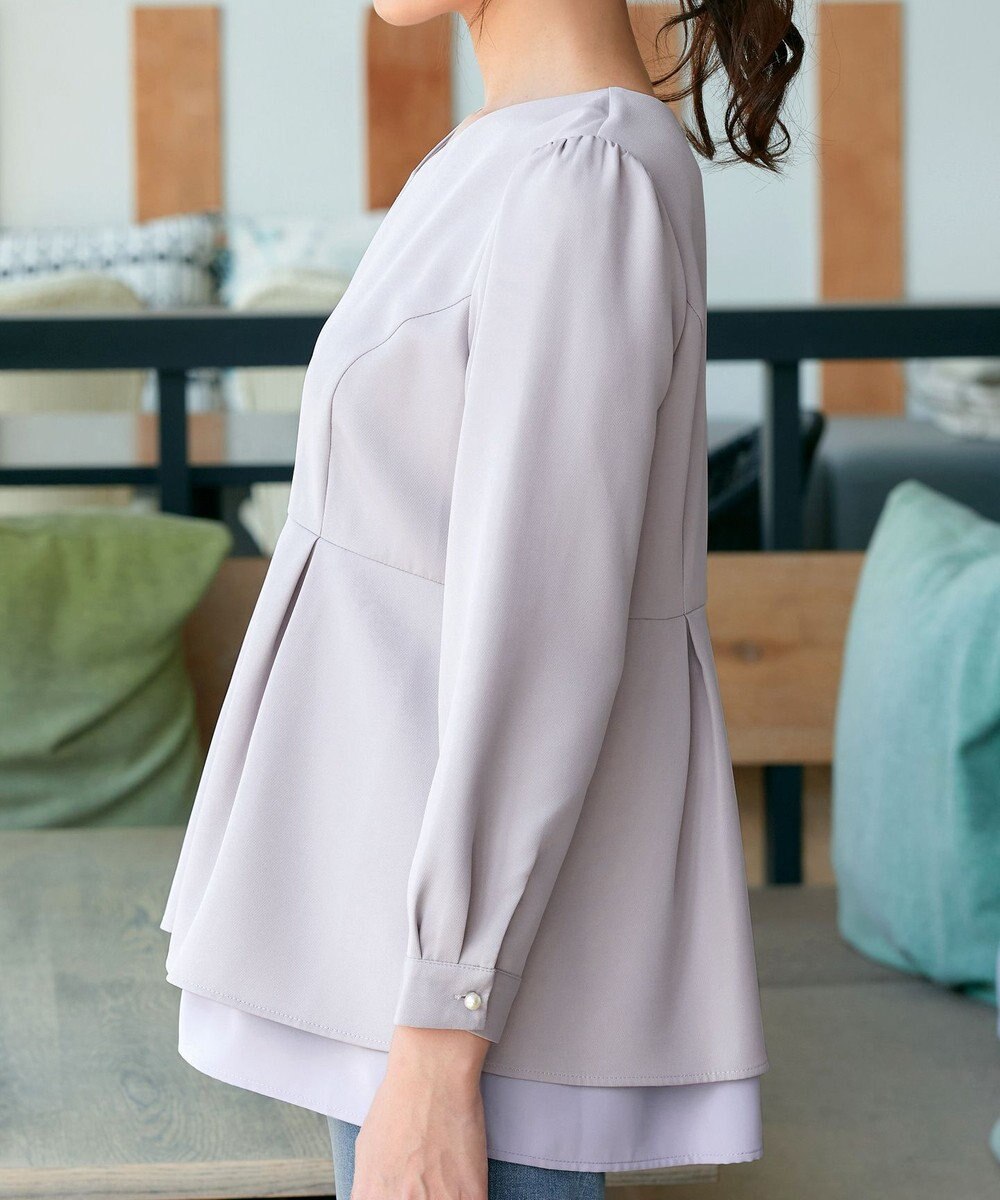 Tiaclasse L 【洗える】レイヤードヘムペプラムブラウス 