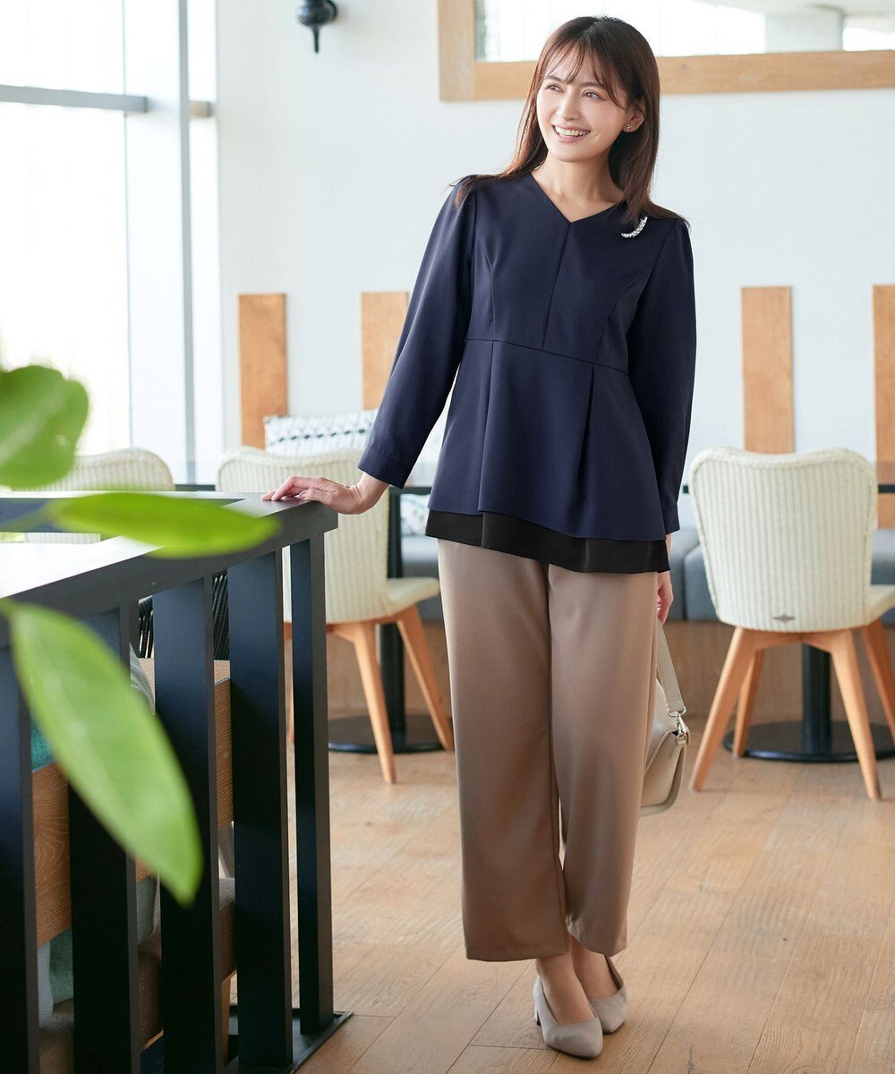 Tiaclasse L 【洗える】レイヤードヘムペプラムブラウス 