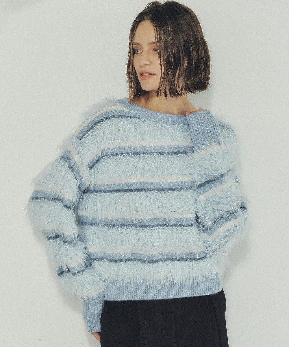 YECCA VECCA フェザーマルチボーダーニット 