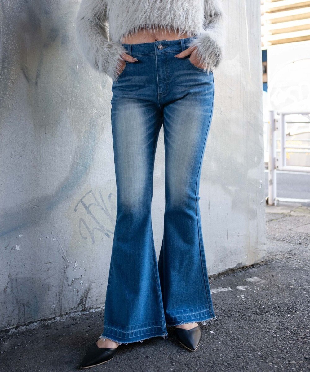 WEGO ローライズスーパーフレアデニムパンツ 