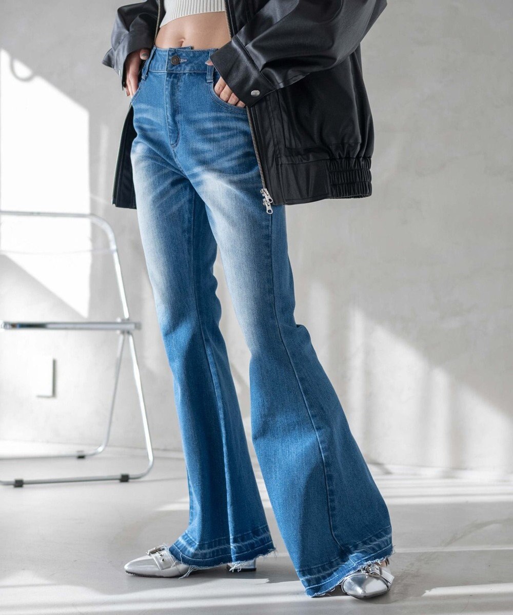 WEGO ローライズスーパーフレアデニムパンツ 