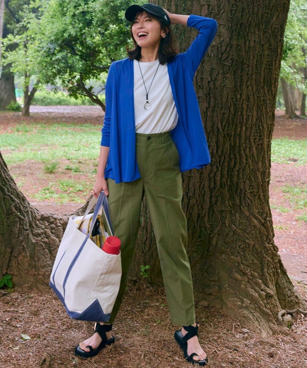 23区 【SLOW/洗える】バックサテンストレッチ ベイカーパンツ 