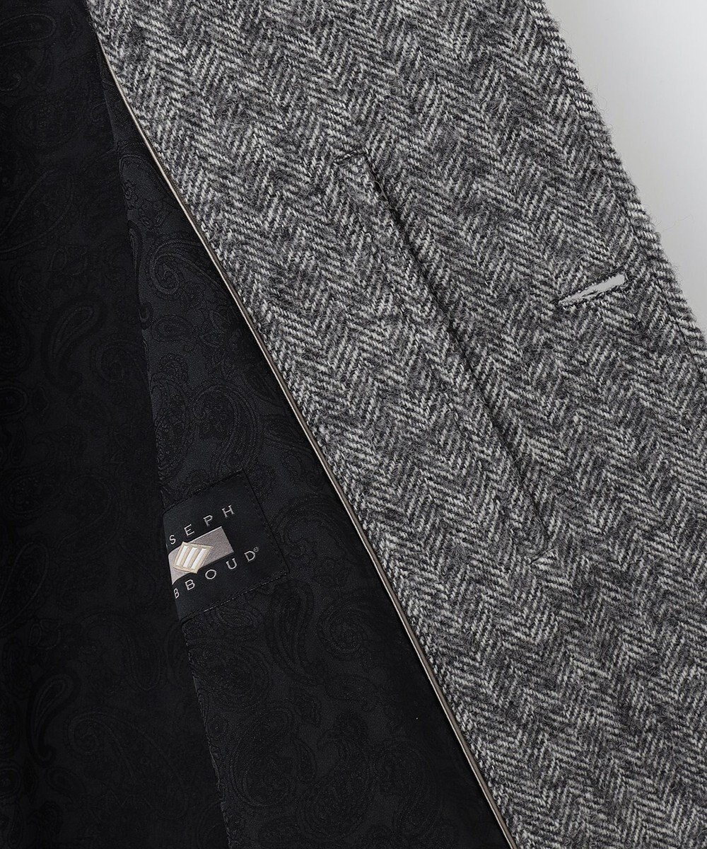 JOSEPH ABBOUD 【軽量/JAPANファブリック】アルパカヘリンボン ステンカラー コート 