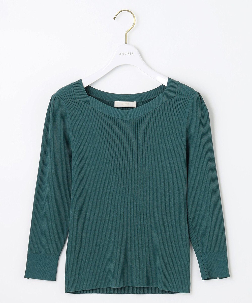 ANY SIS 【洗える】ネックポイントリブ ニット 