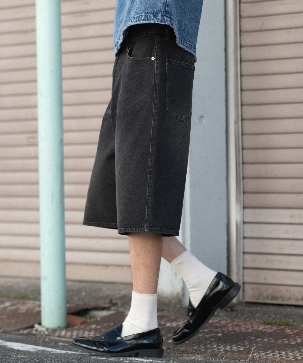 WEGO 【ユニセックス着用ITEM/SMLサイズ展開】スーパーバギーデニムショーツ 