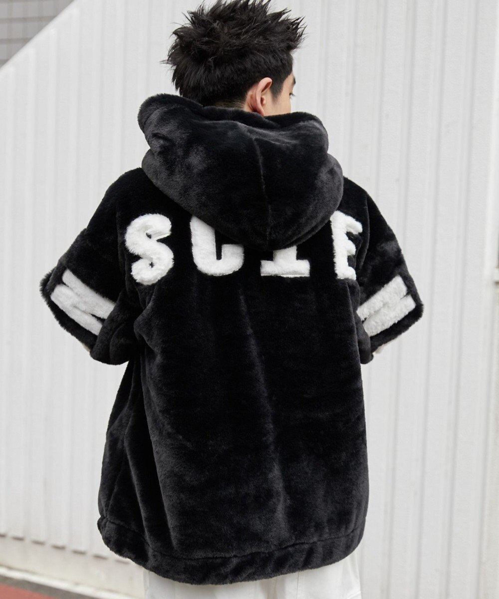 WEGO ファーフードグラフィックブルゾン 