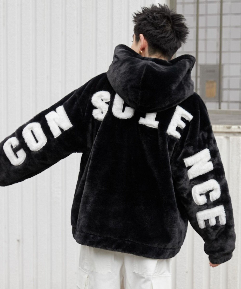 WEGO ファーフードグラフィックブルゾン 