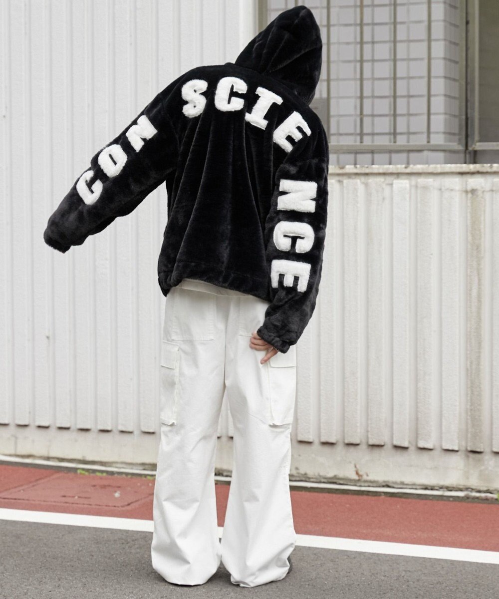 WEGO ファーフードグラフィックブルゾン 