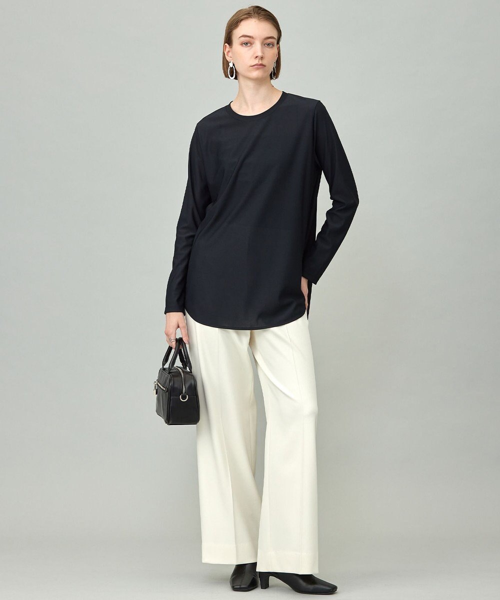 ICB L 【マシンウォッシャブル可】ライトトリコット バックスリット入り長袖プルオーバー 