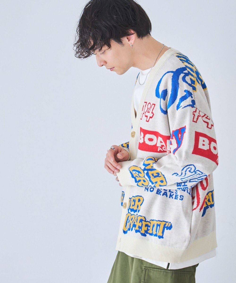 WEGO オーバーフィットロゴカーディガン 