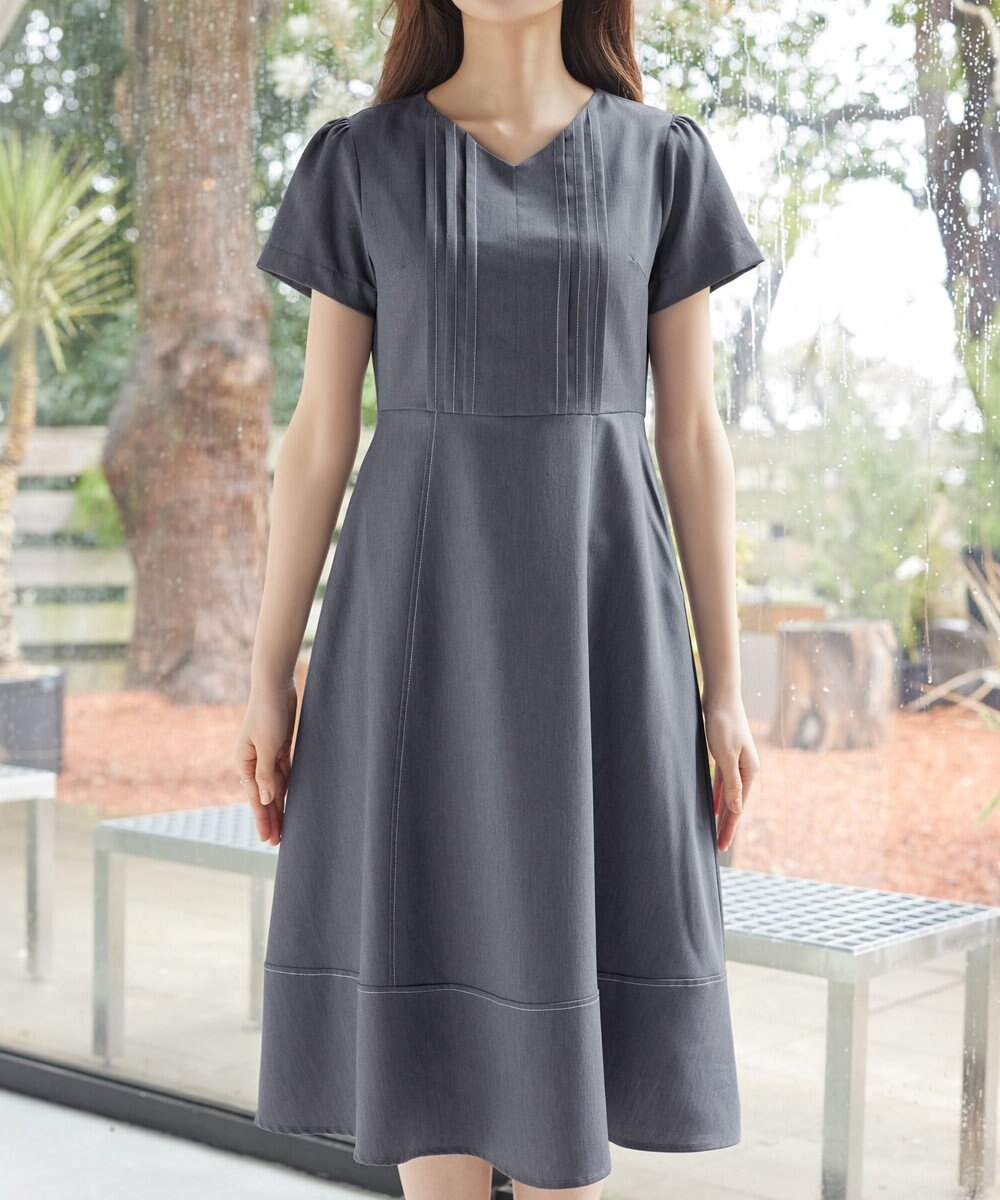 Tiaclasse L ピンタックステッチワンピース 